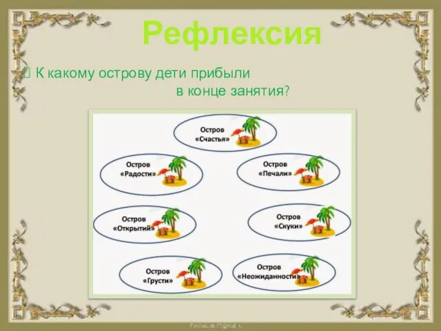 Рефлексия К какому острову дети прибыли в конце занятия?