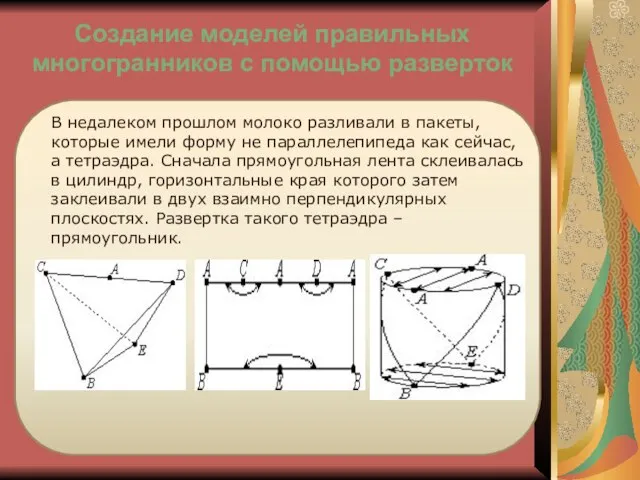 Создание моделей правильных многогранников с помощью разверток В недалеком прошлом молоко