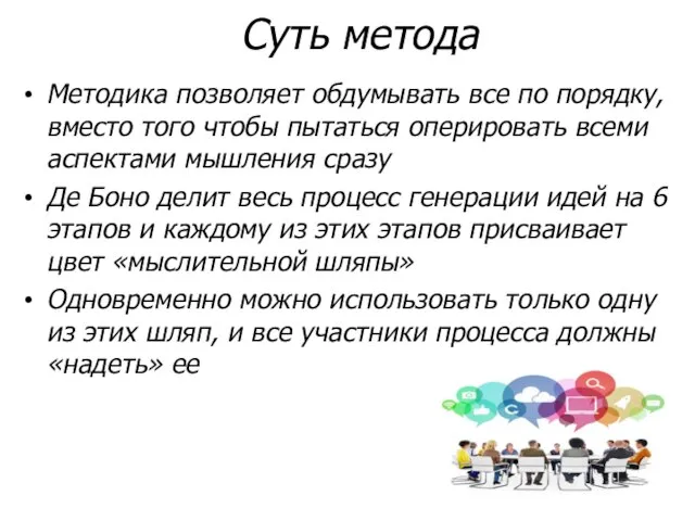 Суть метода Методика позволяет обдумывать все по порядку, вместо того чтобы