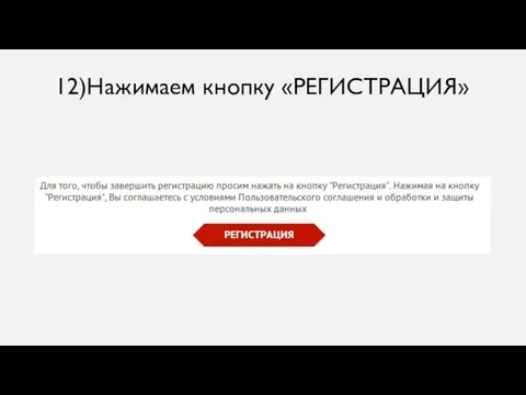 12)Нажимаем кнопку «РЕГИСТРАЦИЯ»