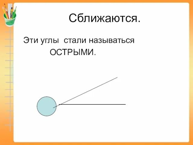 Сближаются. Эти углы стали называться ОСТРЫМИ. ______________