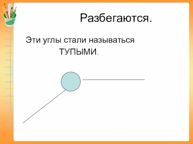 Разбегаются. Эти углы стали называться ТУПЫМИ. _____________