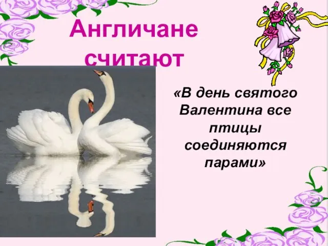 Англичане считают «В день святого Валентина все птицы соединяются парами»