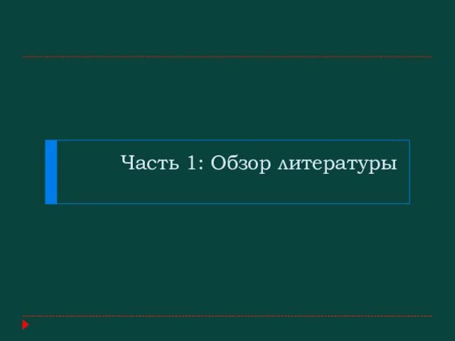Часть 1: Обзор литературы