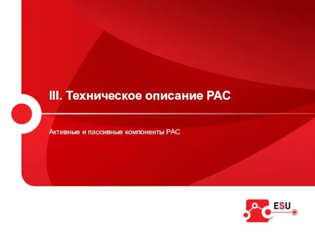 III. Техническое описание РАС Активные и пассивные компоненты РАС