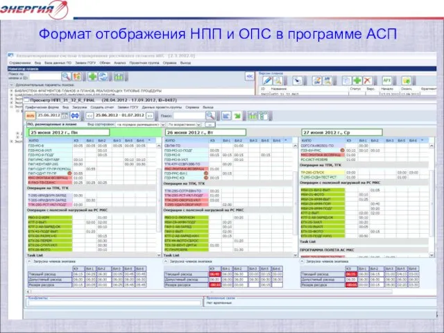 Формат отображения НПП и ОПС в программе АСП