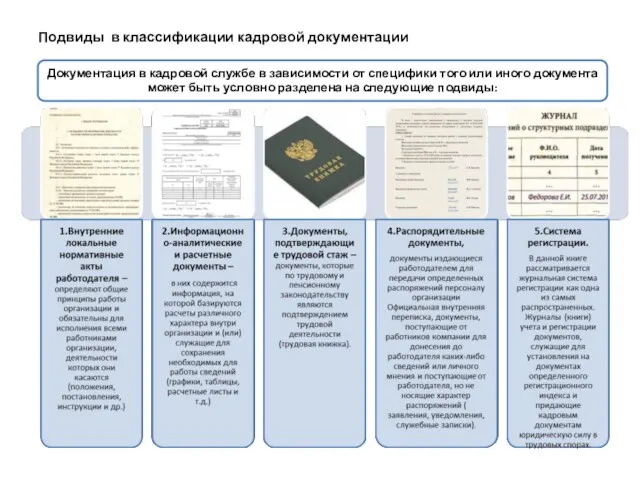 Подвиды в классификации кадровой документации Документация в кадровой службе в зависимости