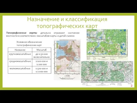 Назначение и классификация топографических карт Топографические карты детально отражают состояние местности