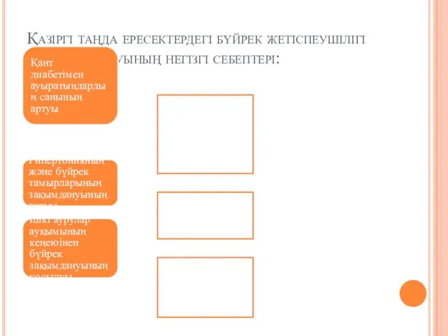 Қазіргі таңда ересектердегі бүйрек жетіспеушілігі санының ауруының негізгі себептері: Қант диабетімен