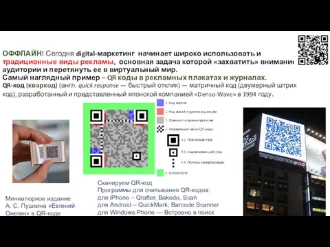 ОФФЛАЙН! Сегодня digital-маркетинг начинает широко использовать и традиционные виды рекламы, основная