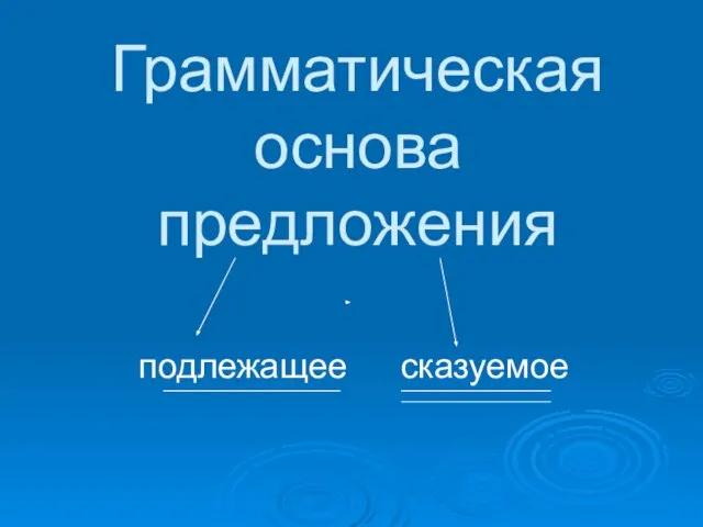 Грамматическая основа предложения подлежащее сказуемое