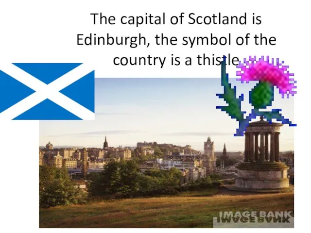 The capital of Scotland is Edinburgh, the symbol of the country is a thistle