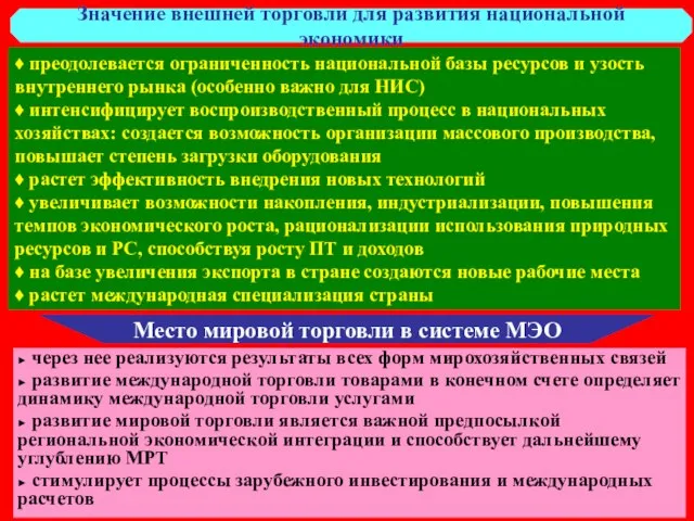 ♦ преодолевается ограниченность национальной базы ресурсов и узость внутреннего рынка (особенно