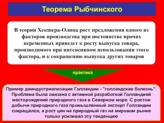 Теорема Рыбчинского В теории Хекшера-Олина рост предложения одного из факторов производства