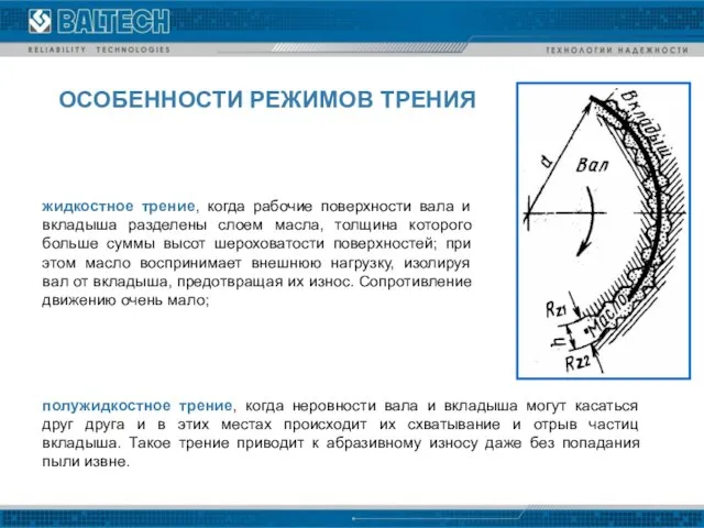 жидкостное трение, когда рабочие поверхности вала и вкладыша разделены слоем масла,