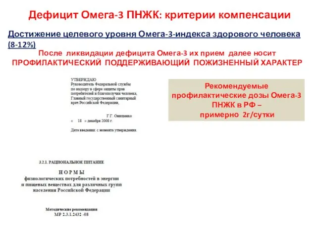 Дефицит Омега-3 ПНЖК: критерии компенсации После ликвидации дефицита Омега-3 их прием