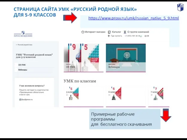 . СТРАНИЦА САЙТА УМК «РУССКИЙ РОДНОЙ ЯЗЫК» ДЛЯ 5-9 КЛАССОВ https://www.prosv.ru/umk/russian_native_5_9.html