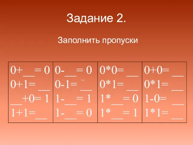 Задание 2. Заполнить пропуски