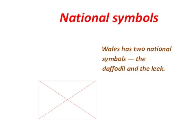 National symbols Wales has two national symbols — the daffodil and the leek.