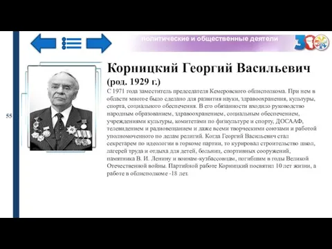 политические и общественные деятели 55 Корницкий Георгий Васильевич (род. 1929 г.)