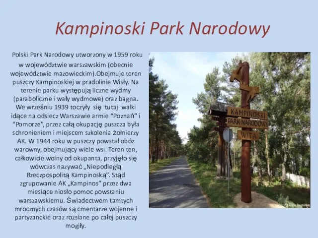 Kampinoski Park Narodowy Polski Park Narodowy utworzony w 1959 roku w