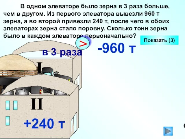 В одном элеваторе было зерна в 3 раза больше, чем в