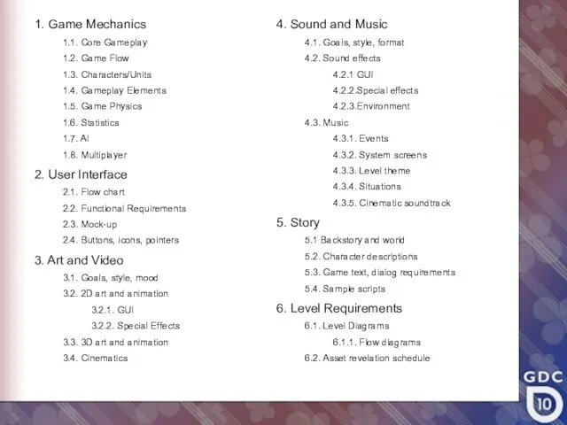 4. Sound and Music 4.1. Goals, style, format 4.2. Sound effects