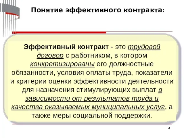 Понятие эффективного контракта: Эффективный контракт - это трудовой договор с работником,