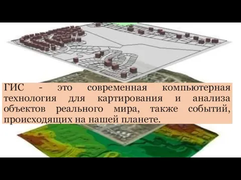 ГИС - это современная компьютерная технология для картирования и анализа объектов