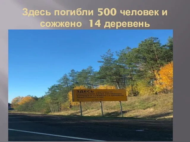 Здесь погибли 500 человек и сожжено 14 деревень