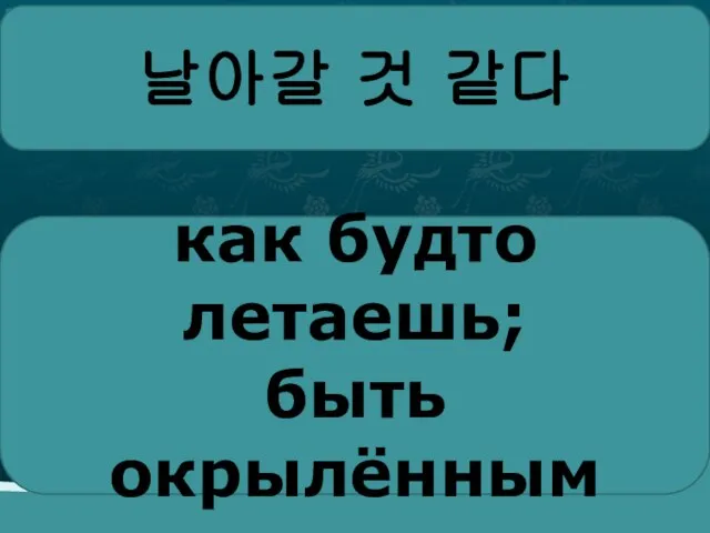 날아갈 것 같다 как будто летаешь; быть окрылённым