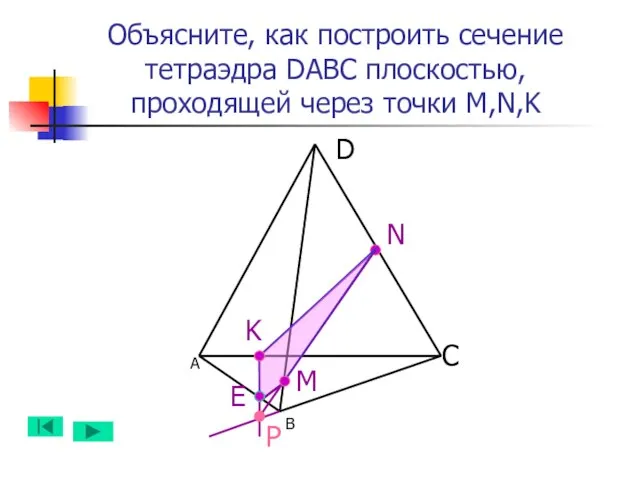 А B D C N M Е Объясните, как построить сечение