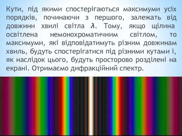 Кути, під якими спостерігаються максимуми усіх порядків, починаючи з першого, залежать