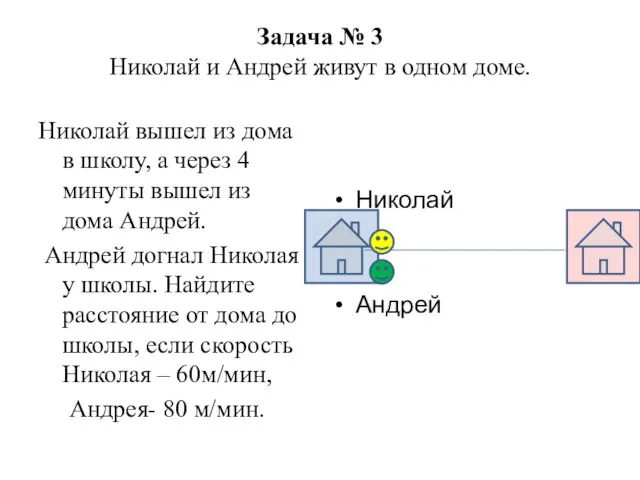 Задача № 3 Николай и Андрей живут в одном доме. Николай