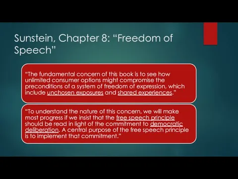 Sunstein, Chapter 8: “Freedom of Speech”