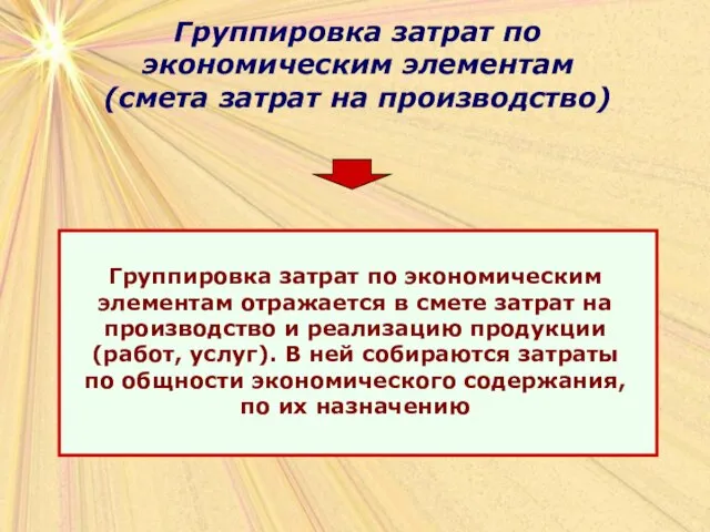 Группировка затрат по экономическим элементам (смета затрат на производство)