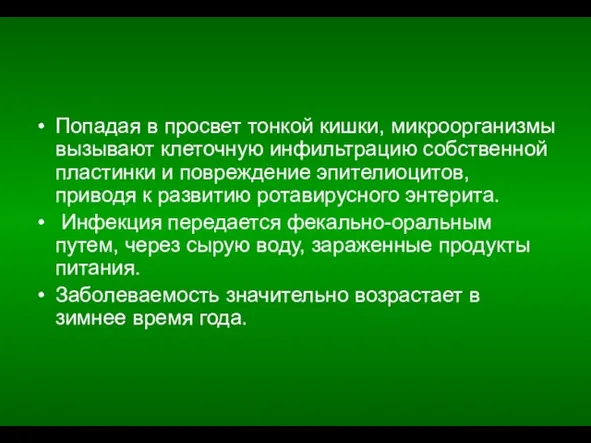 Попадая в просвет тонкой кишки, микроорганизмы вызывают клеточную инфильтрацию собственной пластинки