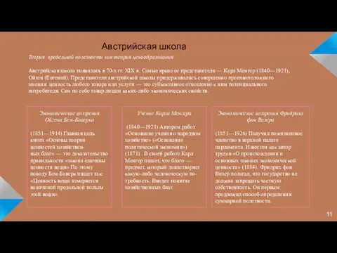 Теория предельной полезности как теория ценообразования Австрийская школа появилась в 70-х