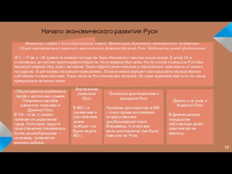 Начало экономического развития Руси Восточные славяне в догосударственный период. Предпосылки образования