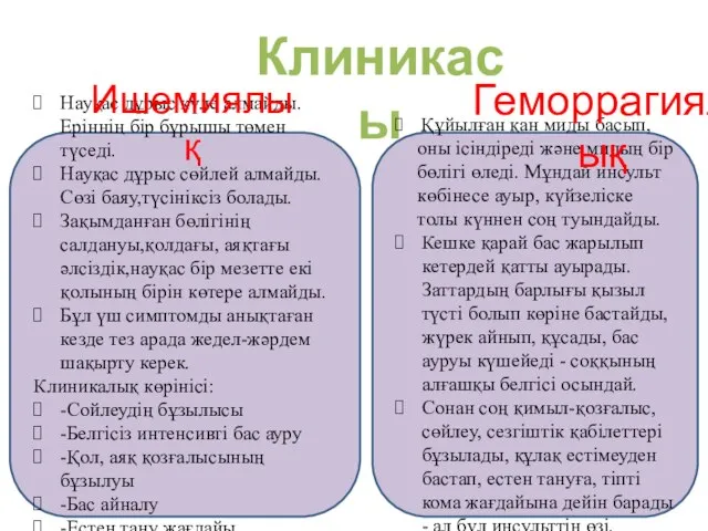 Клиникасы Науқас дұрыс күле алмайды.Еріннің бір бұрышы төмен түседі. Науқас дұрыс