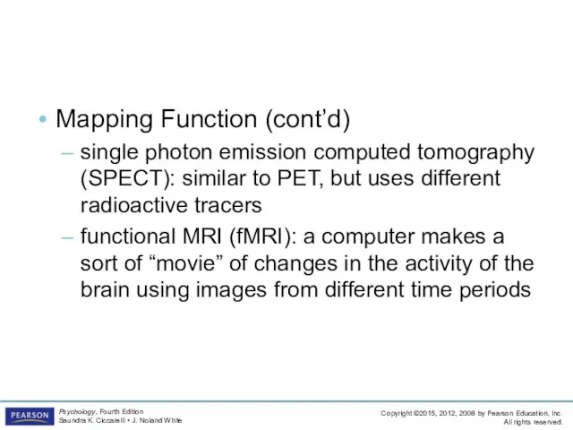 Mapping Structure Mapping Function (cont’d) single photon emission computed tomography (SPECT):