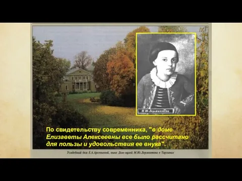 По свидетельству современника, "в доме Елизаветы Алексеевны все было рассчитано для пользы и удовольствия ее внука".