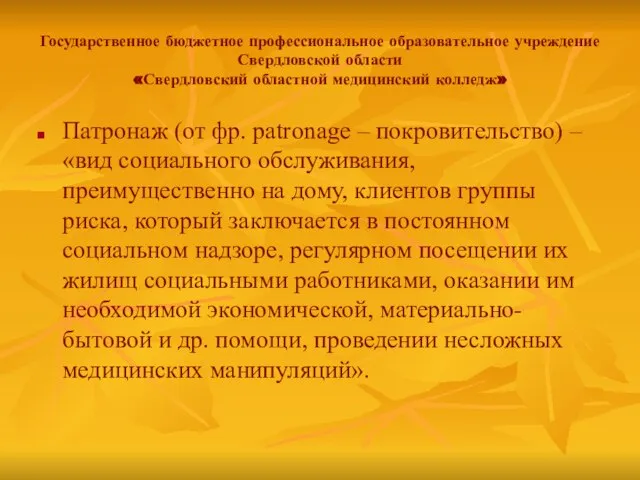 Государственное бюджетное профессиональное образовательное учреждение Свердловской области «Свердловский областной медицинский колледж»