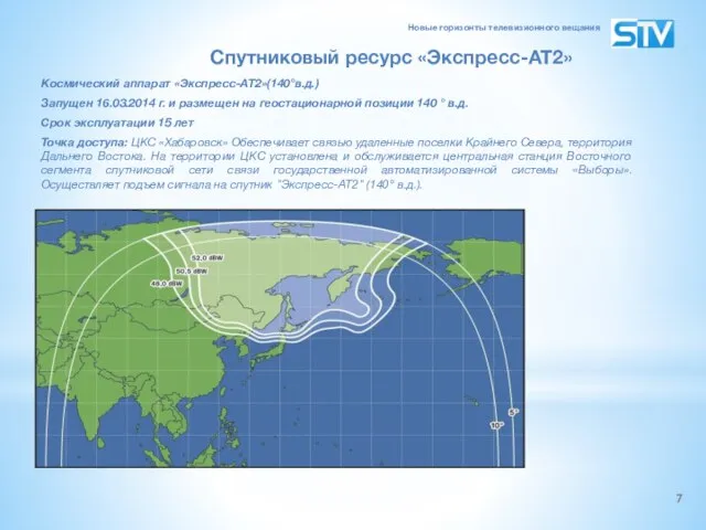 Спутниковый ресурс «Экспресс-АТ2» Космический аппарат «Экспресс-АТ2»(140°в.д.) Запущен 16.03.2014 г. и размещен