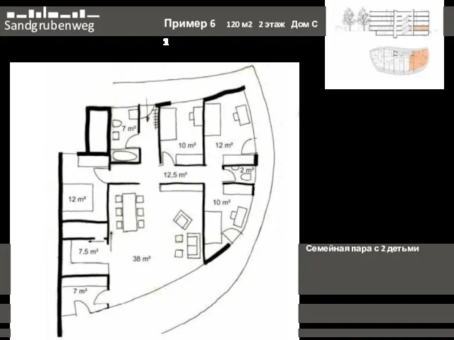 Sandgrubenweg Пример 6 120 м2 2 этаж Дом С 1 Семейная пара с 2 детьми