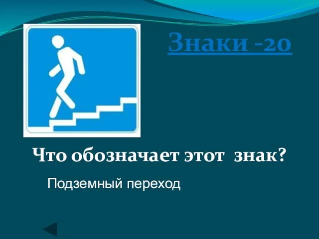 Знаки -20 Что обозначает этот знак? Подземный переход