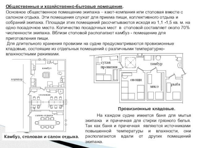 Общественные и хозяйственно-бытовые помещения. Основное общественное помещение экипажа – кают-компания или