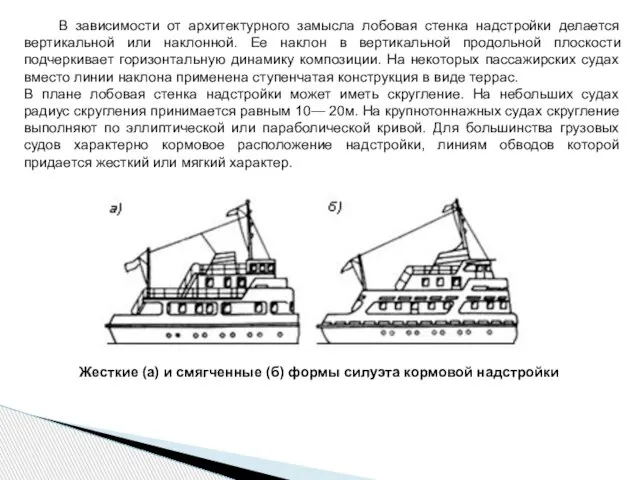 В зависимости от архитектурного замысла лобовая стенка надстройки делается вертикальной или