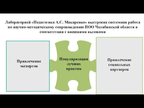 Лабораторией «Педагогика А.С. Макаренко» выстроена системная работа по научно-методическому сопровождению ПОО