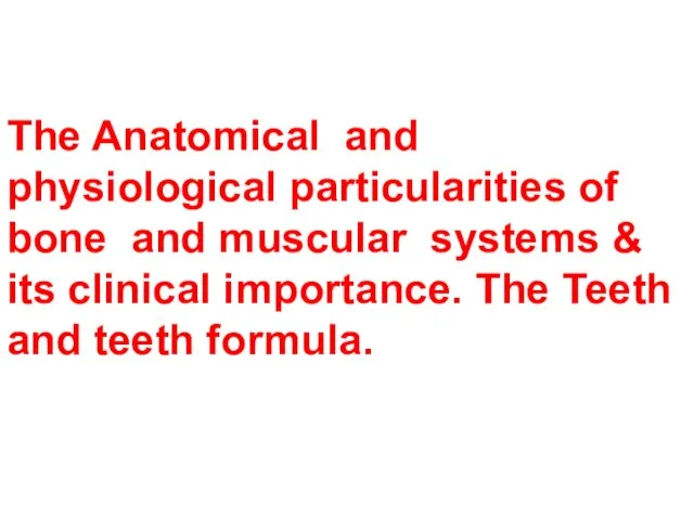 The Anatomical and physiological particularities of bone and muscular systems &